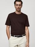 Mango Kimi Cotton Regular Fit Short Sleeve T-Shirt, Dark Brown