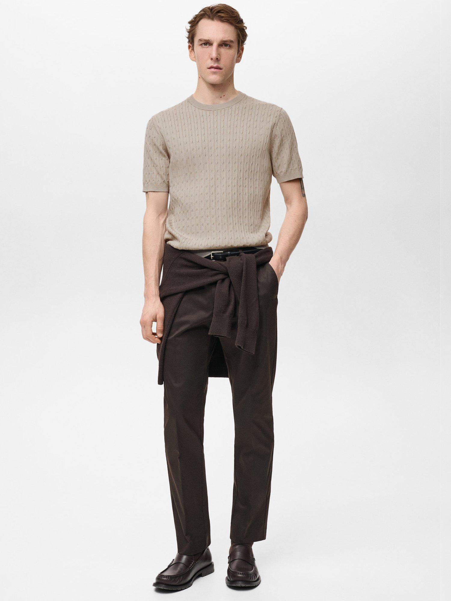 Product image 2 of 8, which shows Mango Muga Cotton Regular Fit Crew Neck T-Shirt, Beige, L