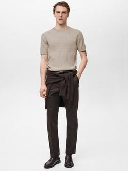 Mango Muga Cotton Regular Fit Crew Neck T-Shirt, Beige - view 2, Beige