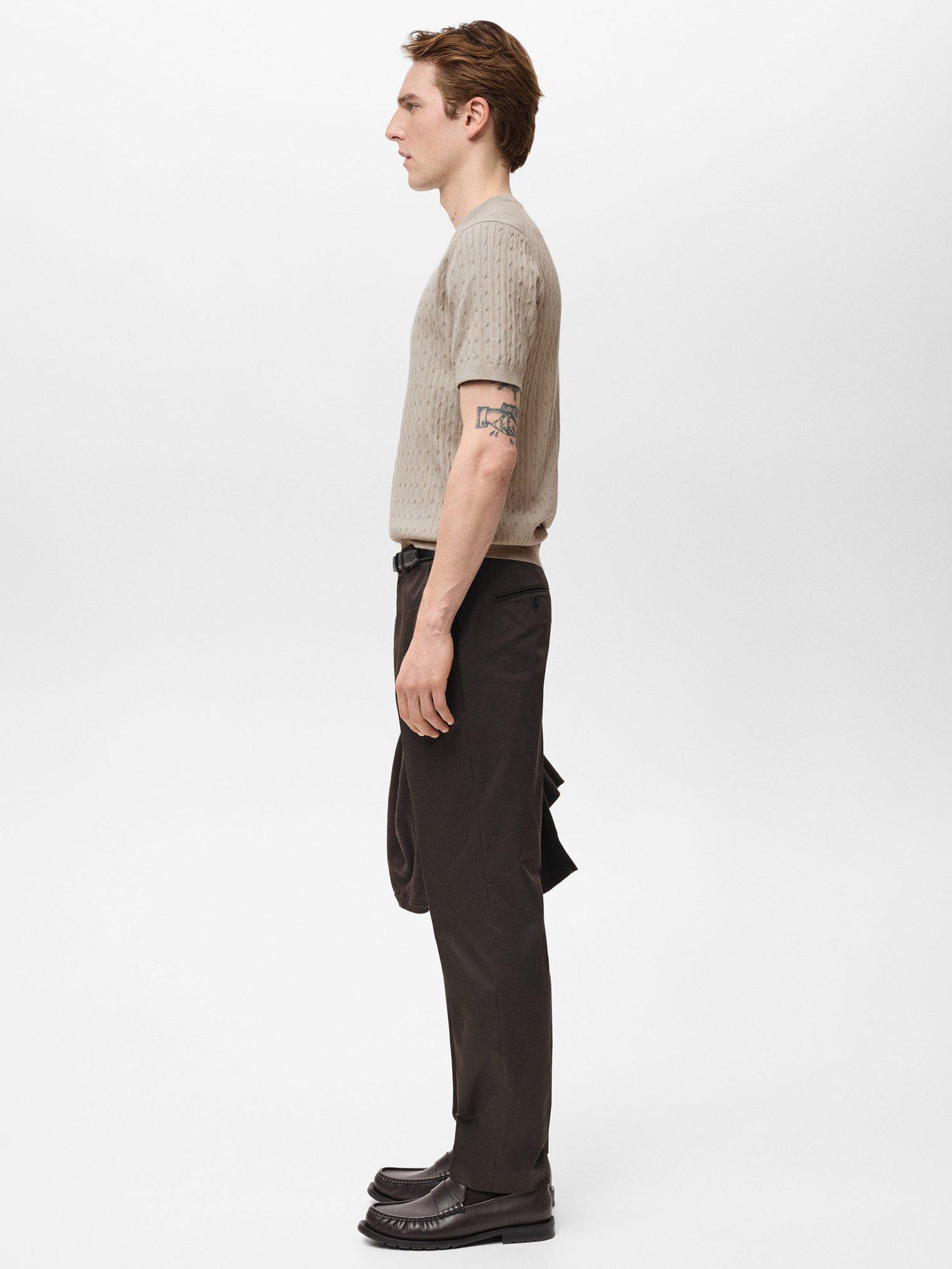 Product image 7 of 8, which shows Mango Muga Cotton Regular Fit Crew Neck T-Shirt, Beige, L