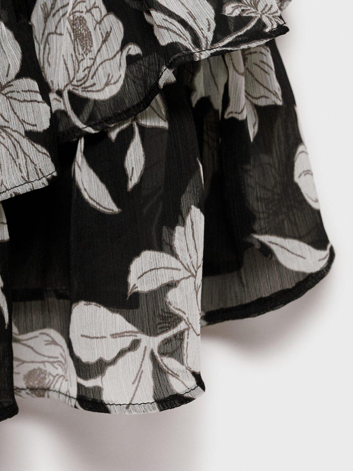 Product image 5 of 7, which shows Mango Swan Floral Belted Mini Dress, Black, 10