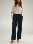 Mango Melissa Pleat Wide Leg Jeans, Open Blue