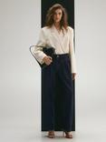 Mango Melissa Pleat Wide Leg Jeans, Open Blue