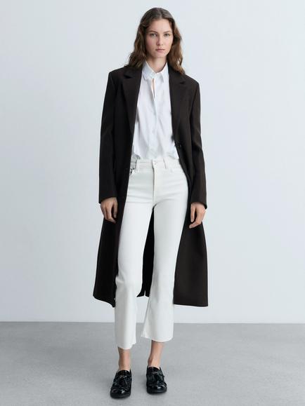 Mango Sienna Flared Cropped Jeans, White - view 2, White