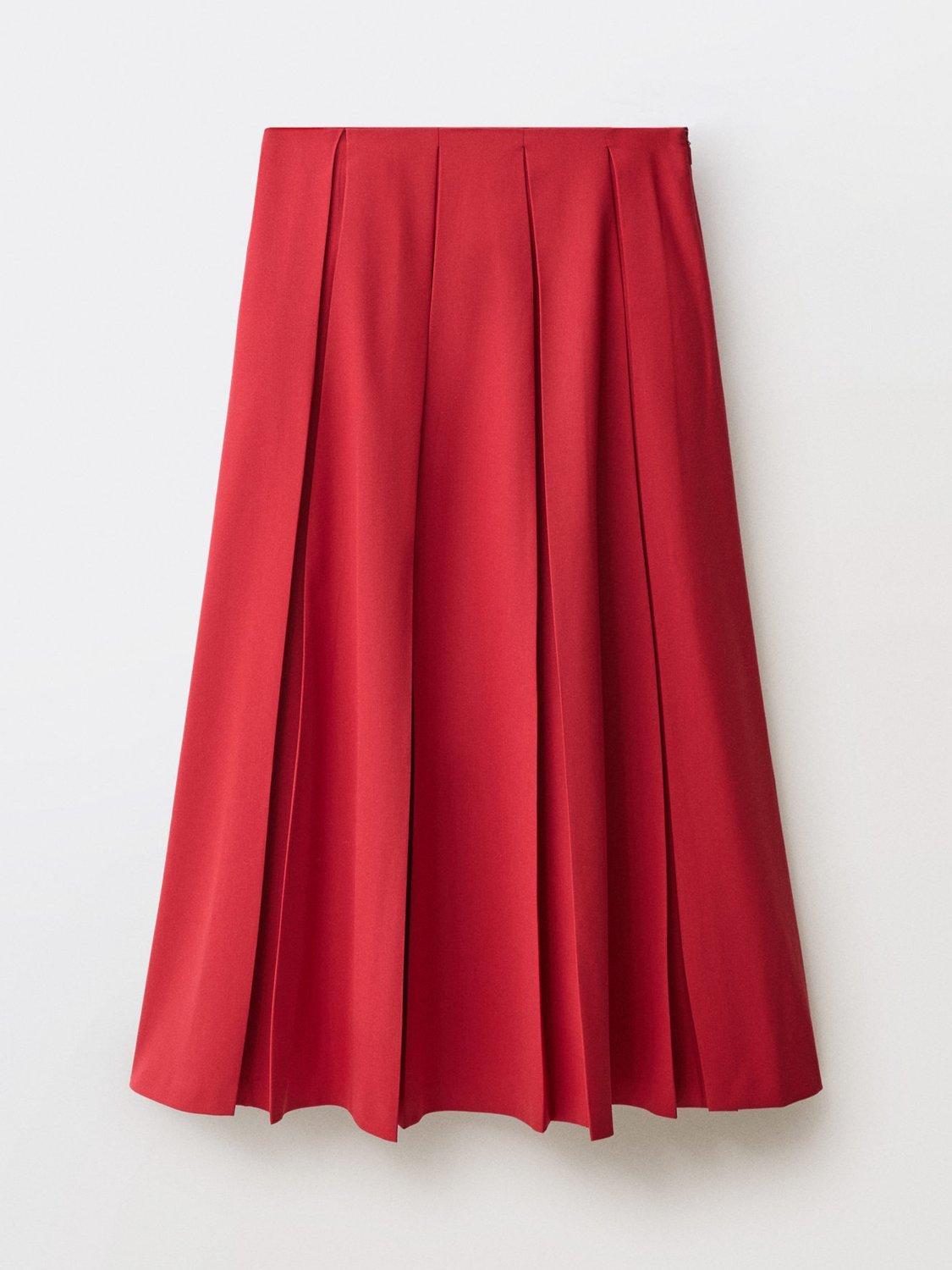 Product image 3 of 7, which shows Mango Tica Pleated Wool Blend Skirt, Red, 10