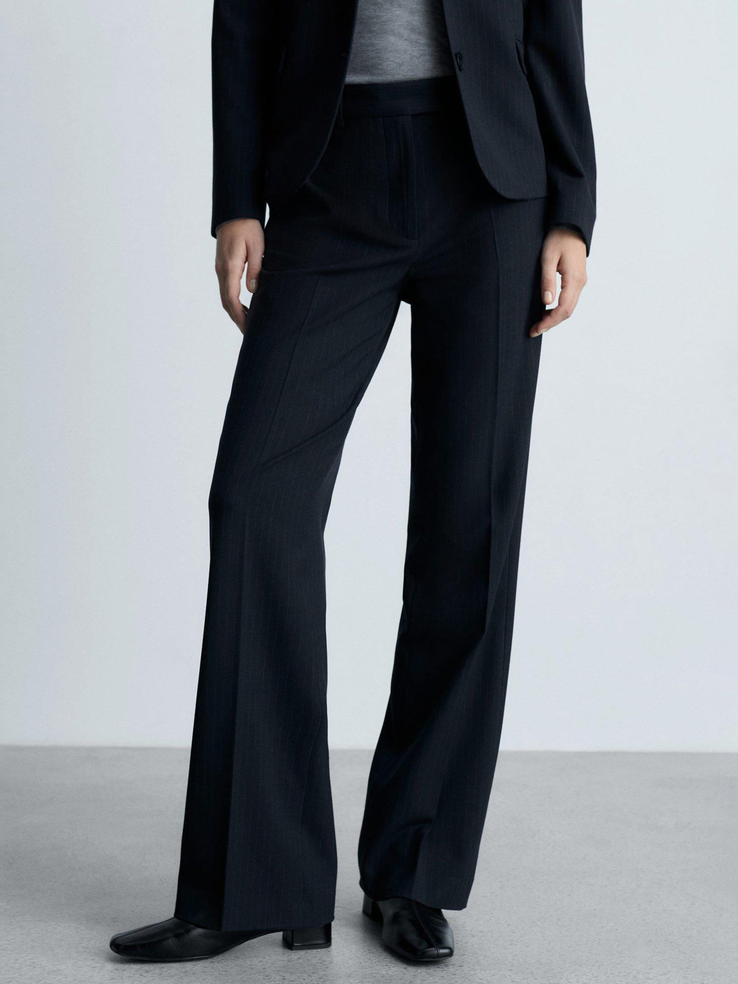Mango Bergen Pinstripe Tailored Trousers, Navy