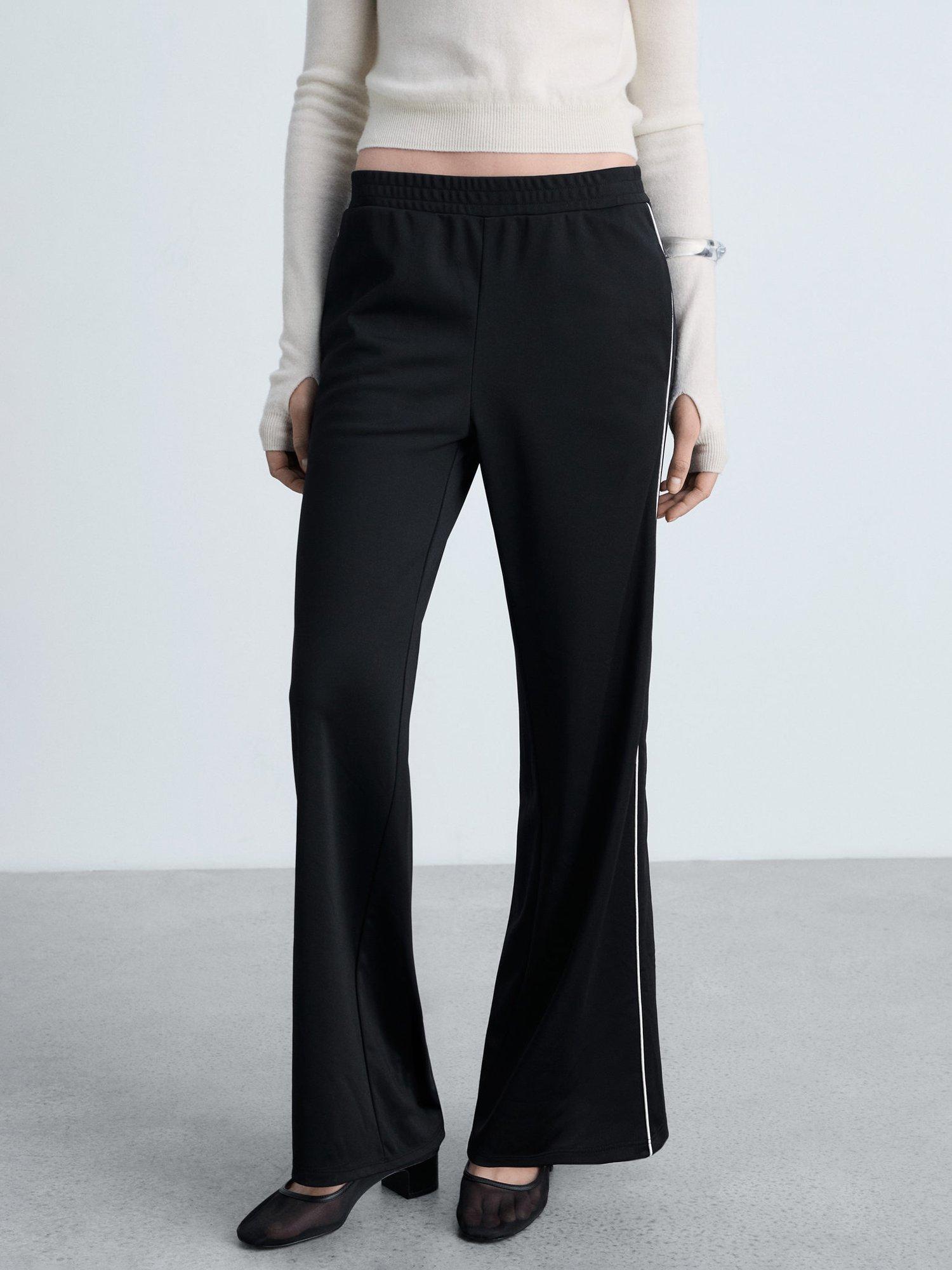 Product image 1 of 7, which shows Mango Garri Side Stripe Straight Leg Joggers, Black, L