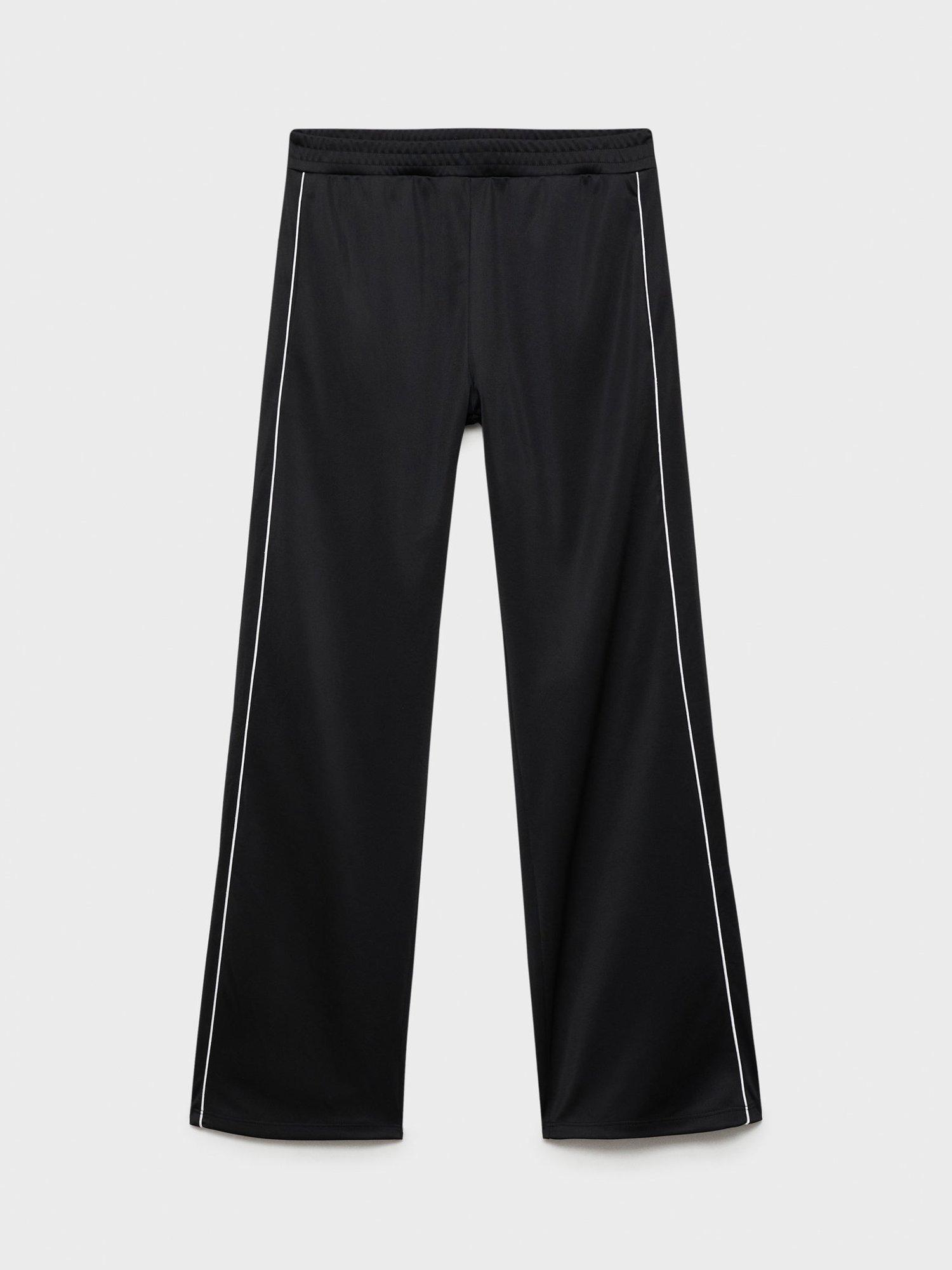 Product image 3 of 7, which shows Mango Garri Side Stripe Straight Leg Joggers, Black, L