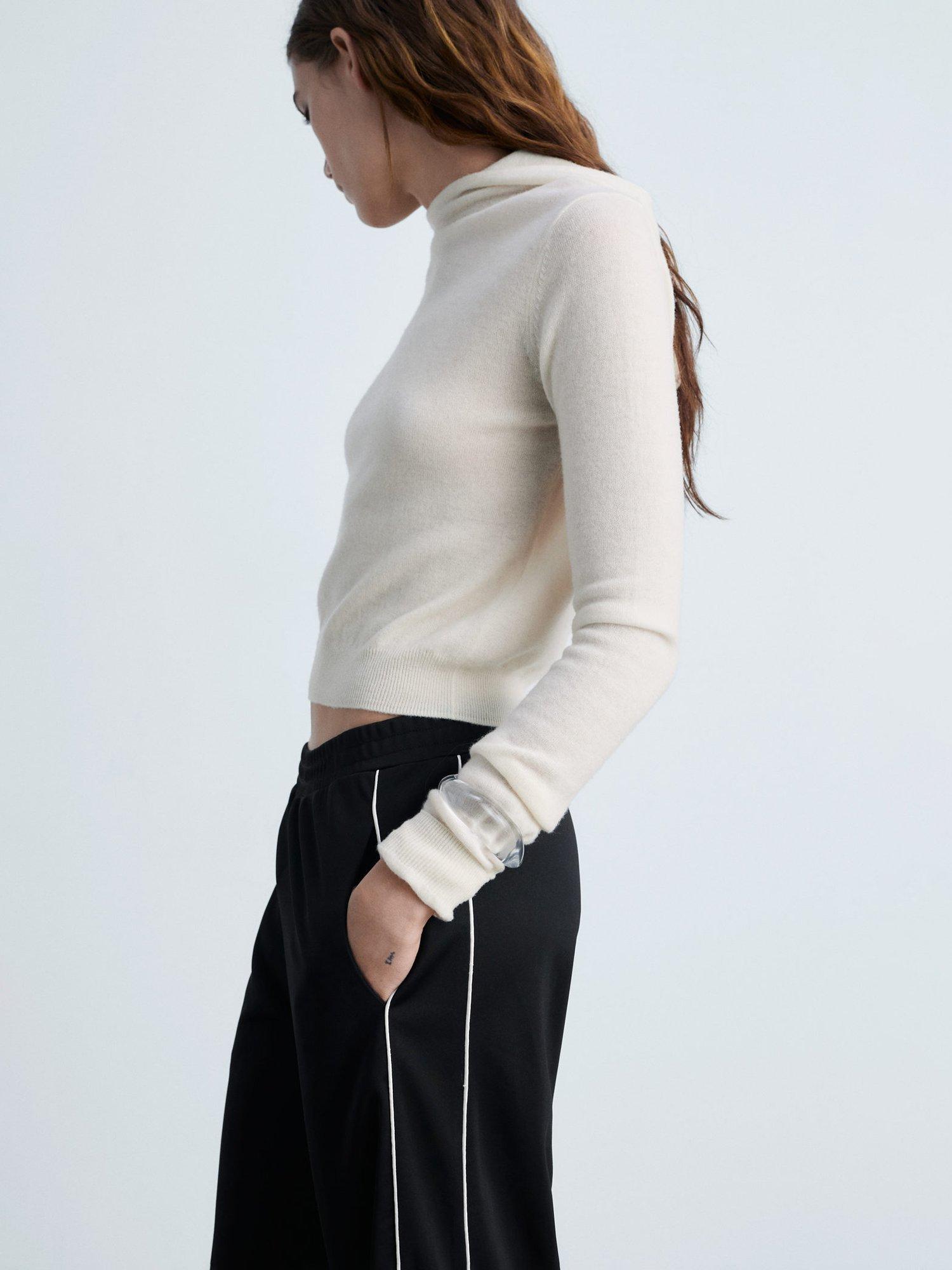 Product image 6 of 7, which shows Mango Garri Side Stripe Straight Leg Joggers, Black, L