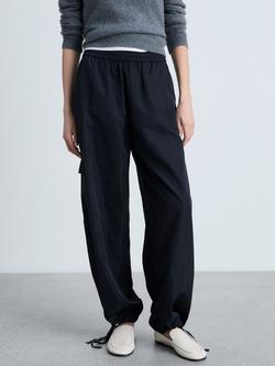 Mango Vicky Adjustable Hem Cargo Trousers, Navy, Navy