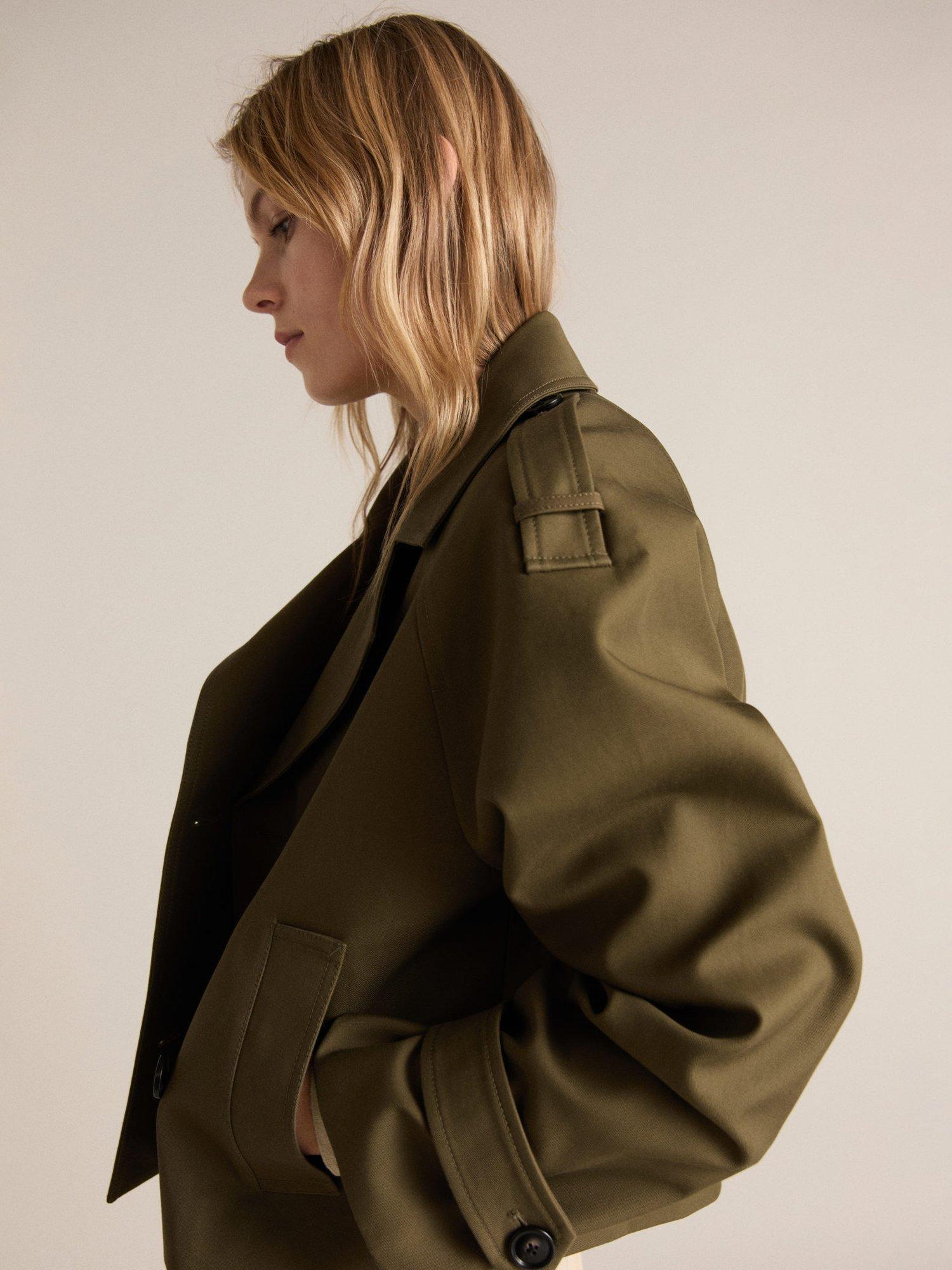 Product image 1 of 7, which shows Mango Habana Double Breasted Jacket, Khaki, XXS