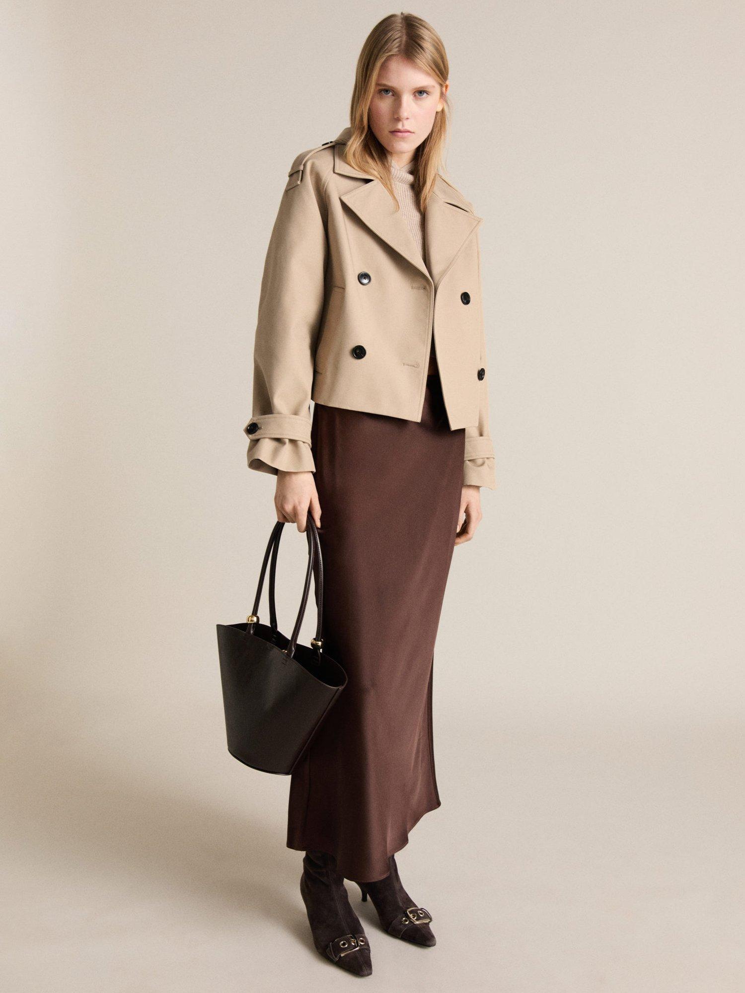 Product image 1 of 7, which shows Mango Habana Double Breasted Jacket, Medium Brown, XXS