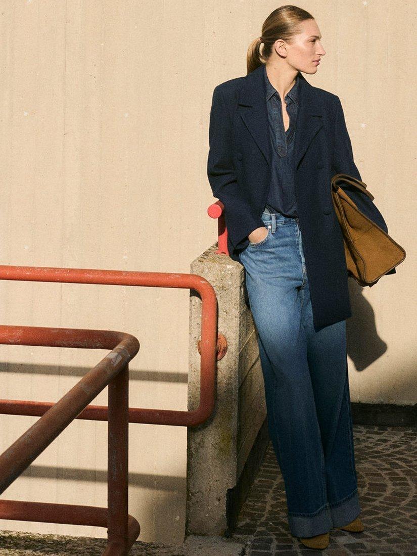 Product image 6 of 7, which shows Mango Loulou Double Breasted Coat, Navy, XS