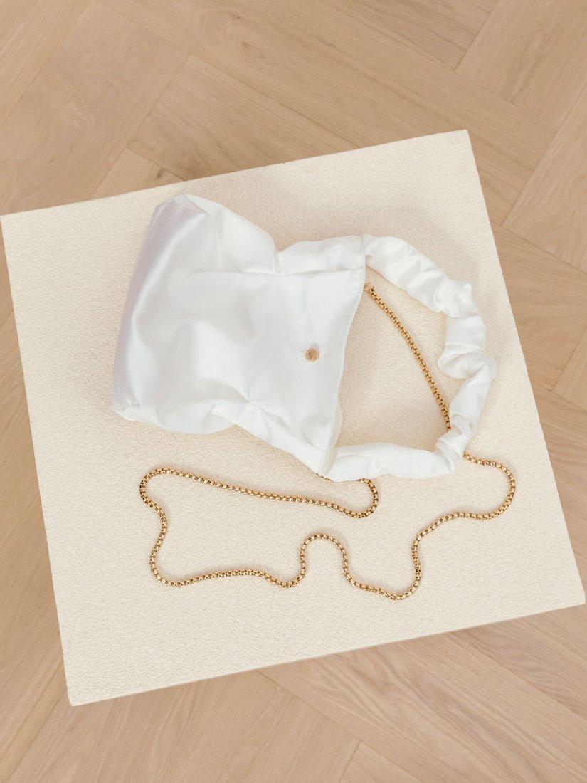Product image 2 of 3, which shows Malina Bridal Satin Handbag, Ivory