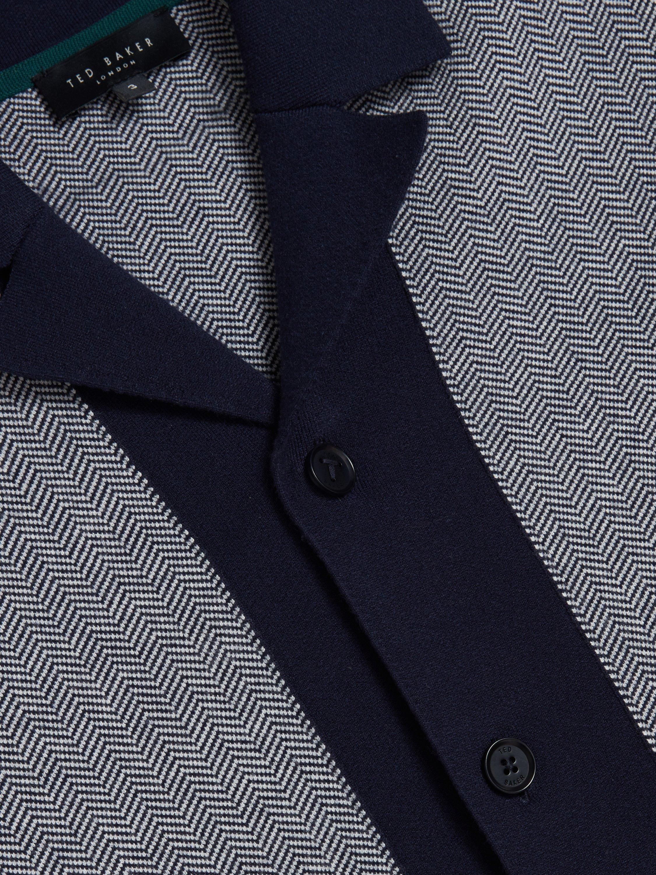 Product image 4 of 5, which shows Ted Baker Regular Fit Herringbone Knit Shirt, Navy, L