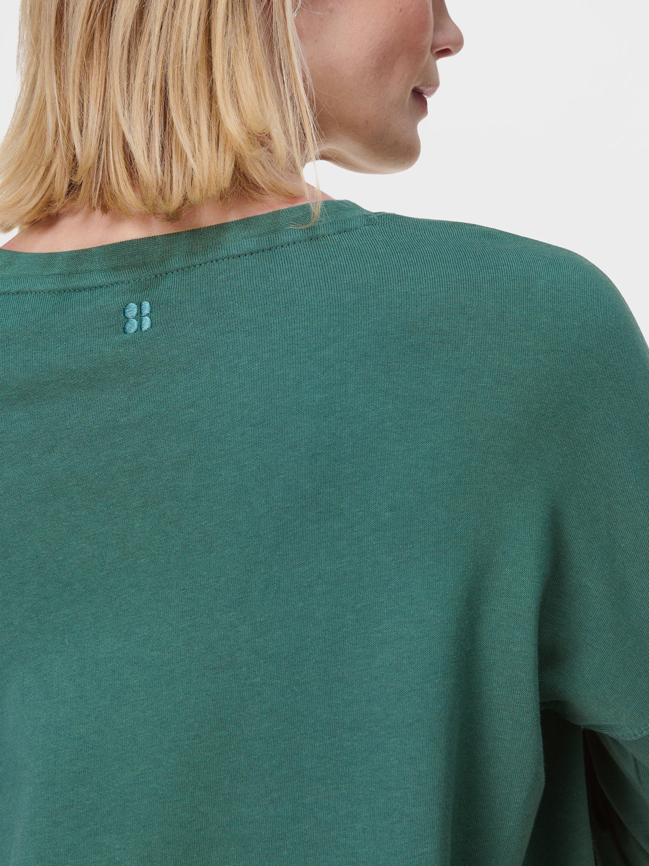 Product image 2 of 8, which shows Sweaty Betty After Class Longline Sweatshirt, Glade Green, XS