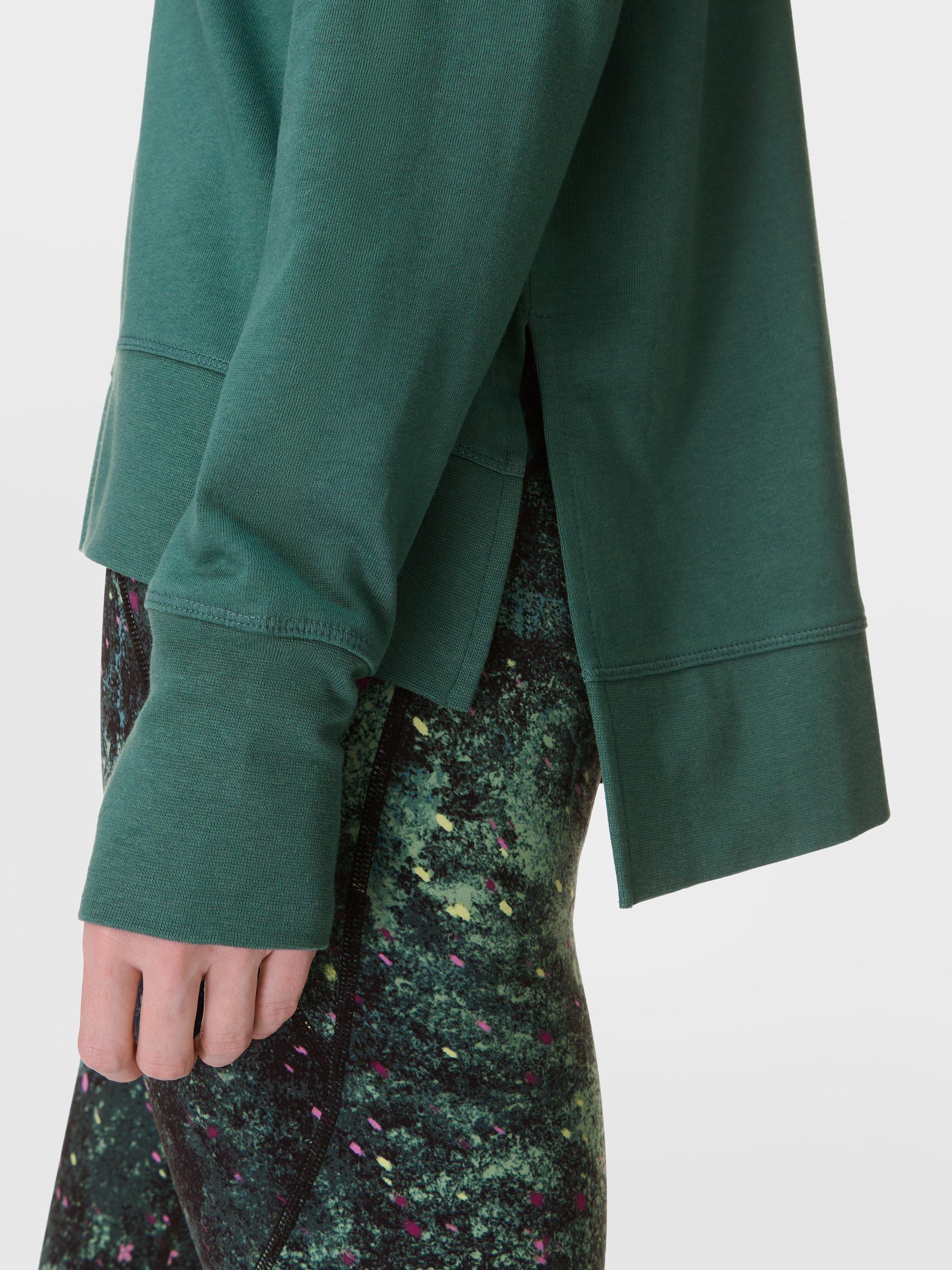 Product image 3 of 8, which shows Sweaty Betty After Class Longline Sweatshirt, Glade Green, XS