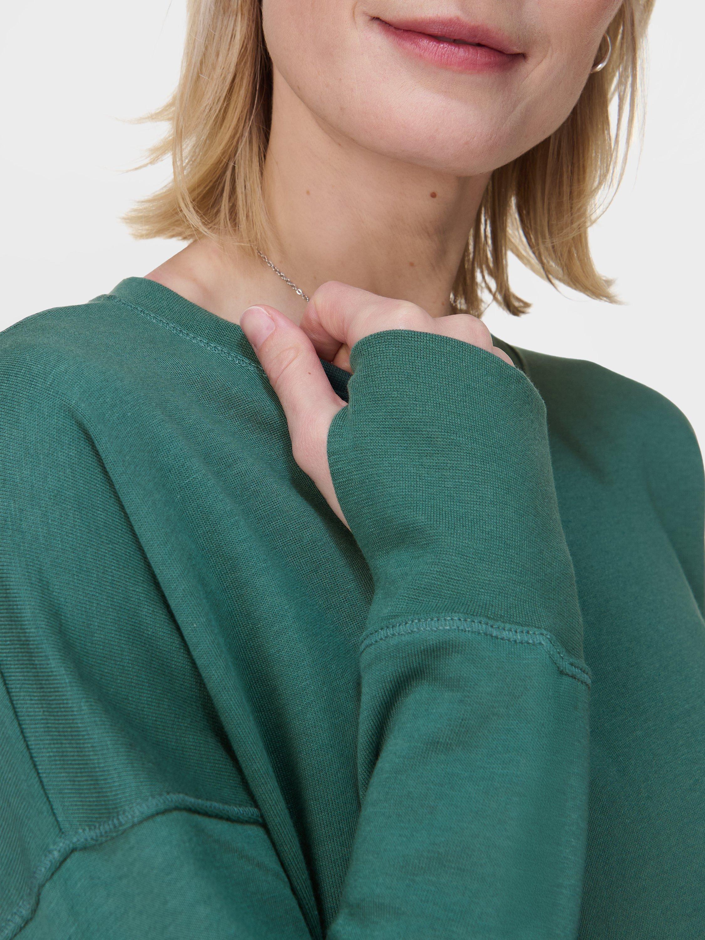 Product image 4 of 8, which shows Sweaty Betty After Class Longline Sweatshirt, Glade Green, XS