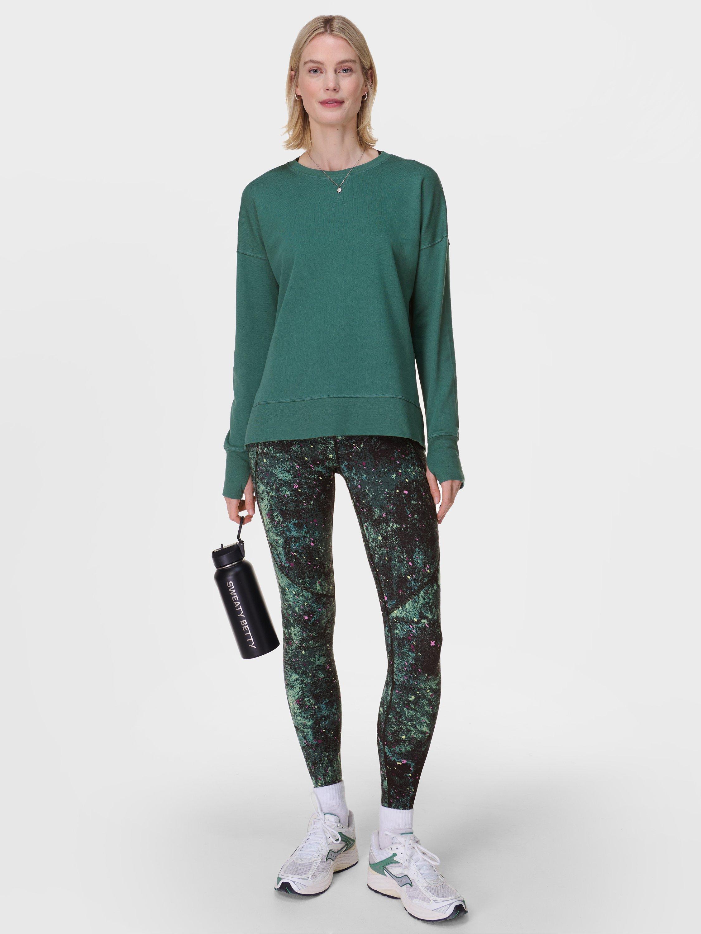 Product image 7 of 8, which shows Sweaty Betty After Class Longline Sweatshirt, Glade Green, XS