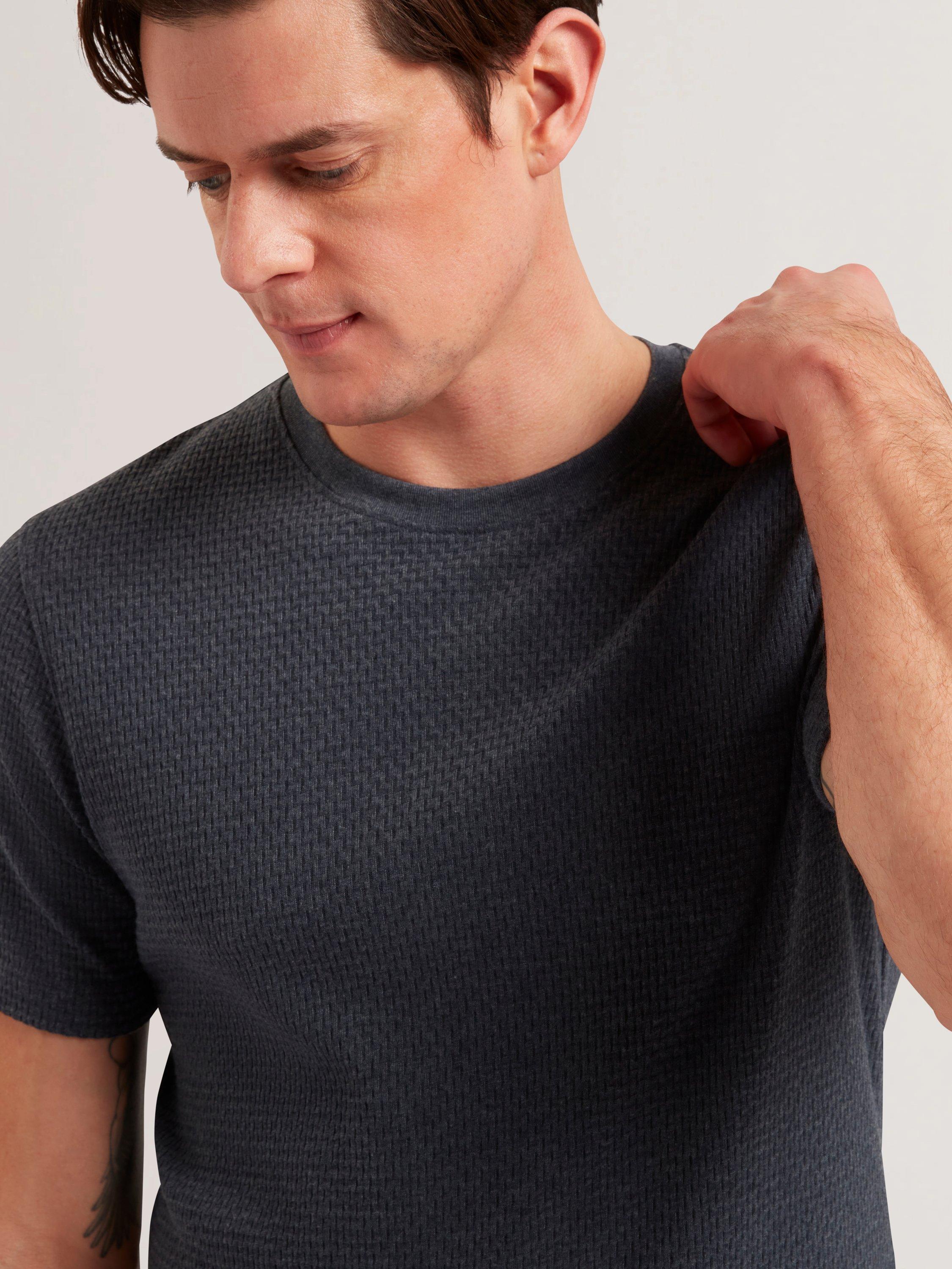 Product image 4 of 5, which shows Ted Baker Curlys Textured T-Shirt, Navy, S
