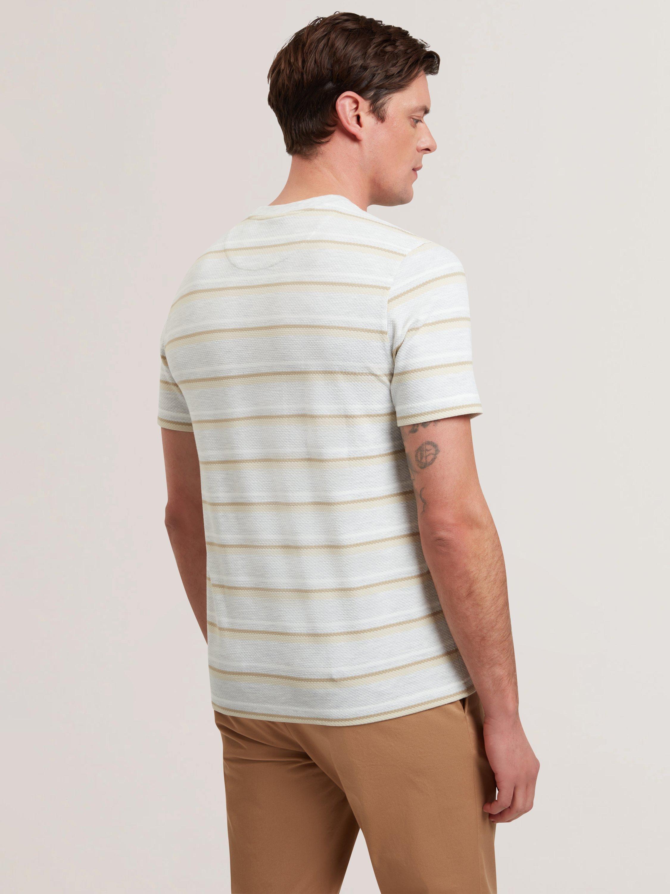 Product image 2 of 6, which shows Ted Baker Gorano Regular Fit Short Sleeve Textured Stripe T-Shirt, Ecru, S