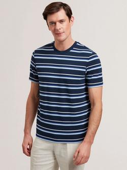 Ted Baker Gorano Regular Fit Short Sleeve Textured Stripe T-Shirt, Navy, Navy