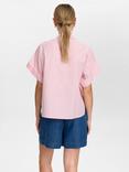 Numph Nuulla Embroidered Stripe Cotton Shirt, Pink/Multi