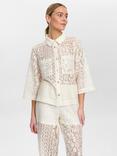 Numph Wicki Open Lace Textured Shirt, White