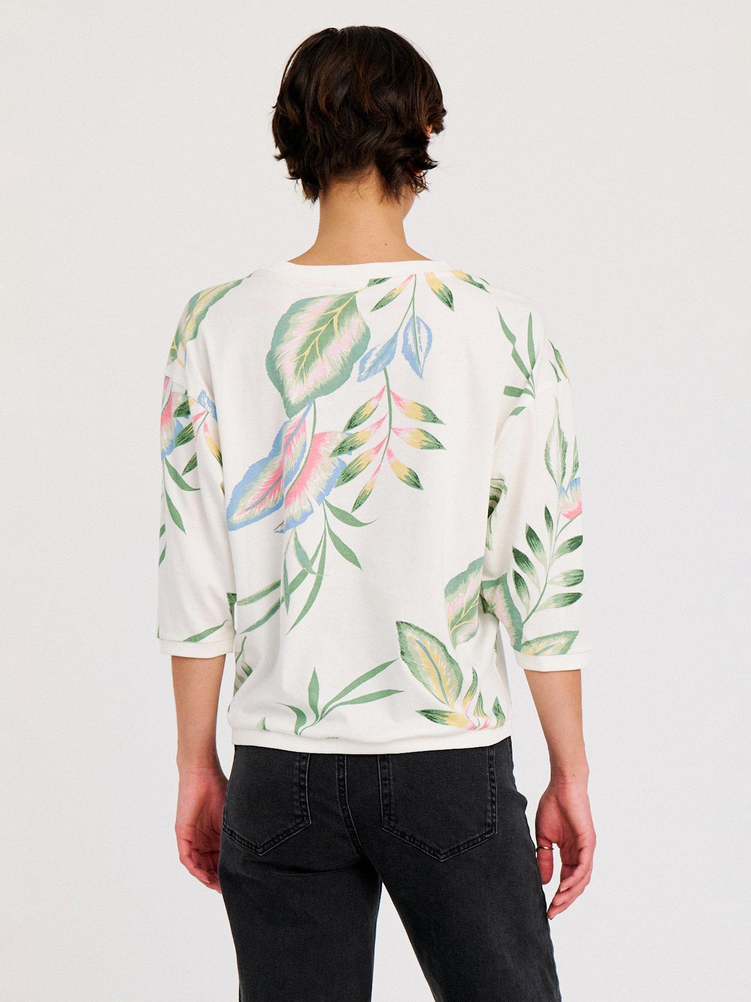 Product image 2 of 6, which shows Numph Nubrighed Gwenna Botanical Print Cotton Blouse, Cloud Dancer, M
