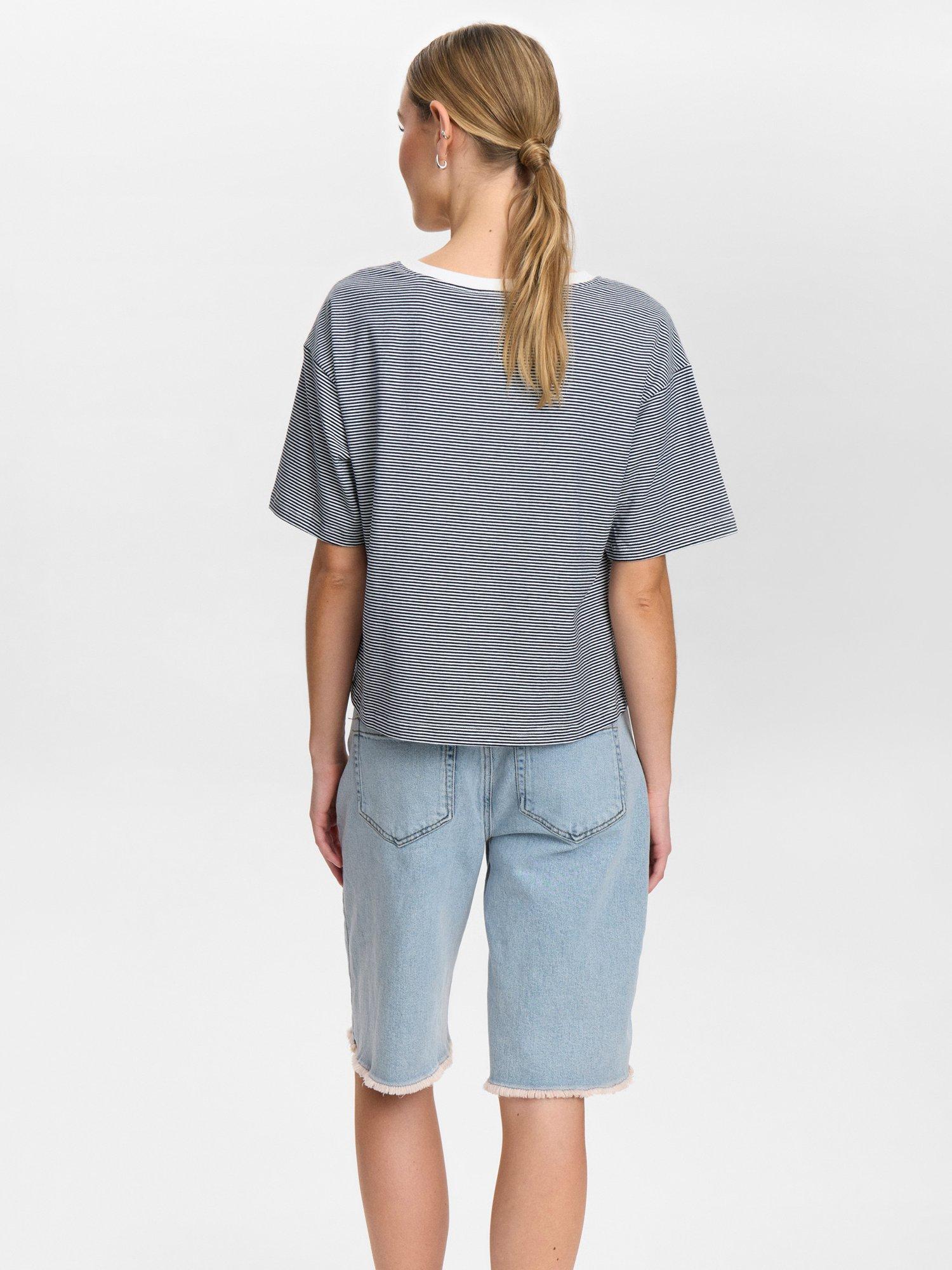 Product image 2 of 7, which shows Numph Nupippi Stripe T-Shirt, Blue/White, XS