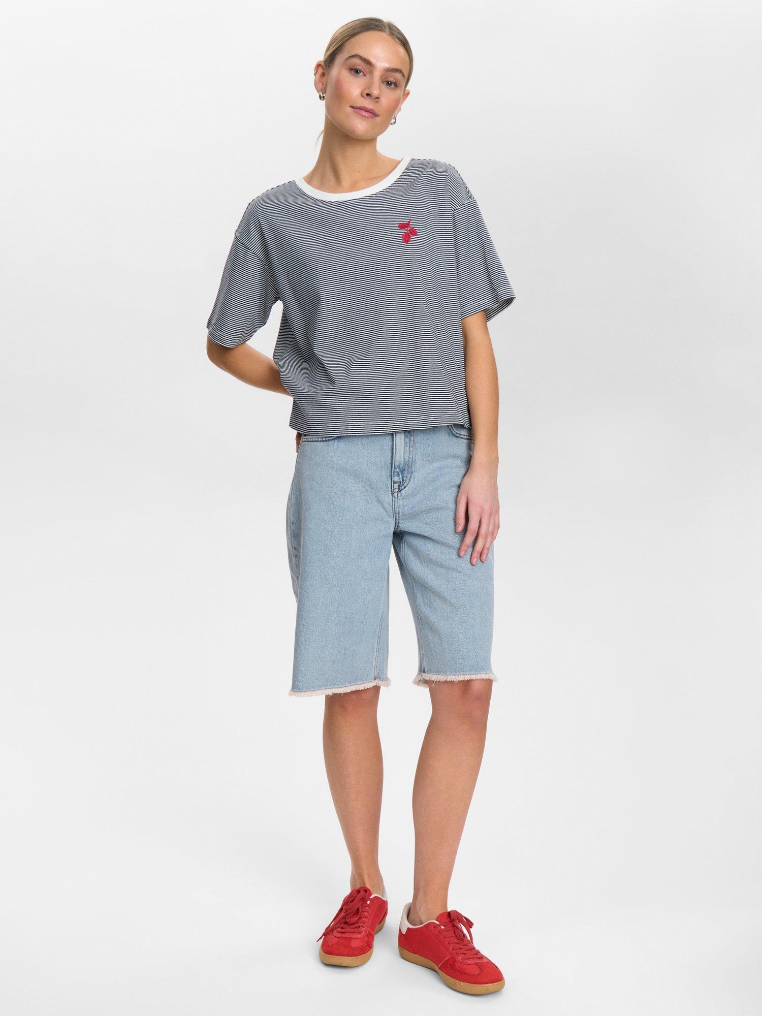 Product image 3 of 7, which shows Numph Nupippi Stripe T-Shirt, Blue/White, XS