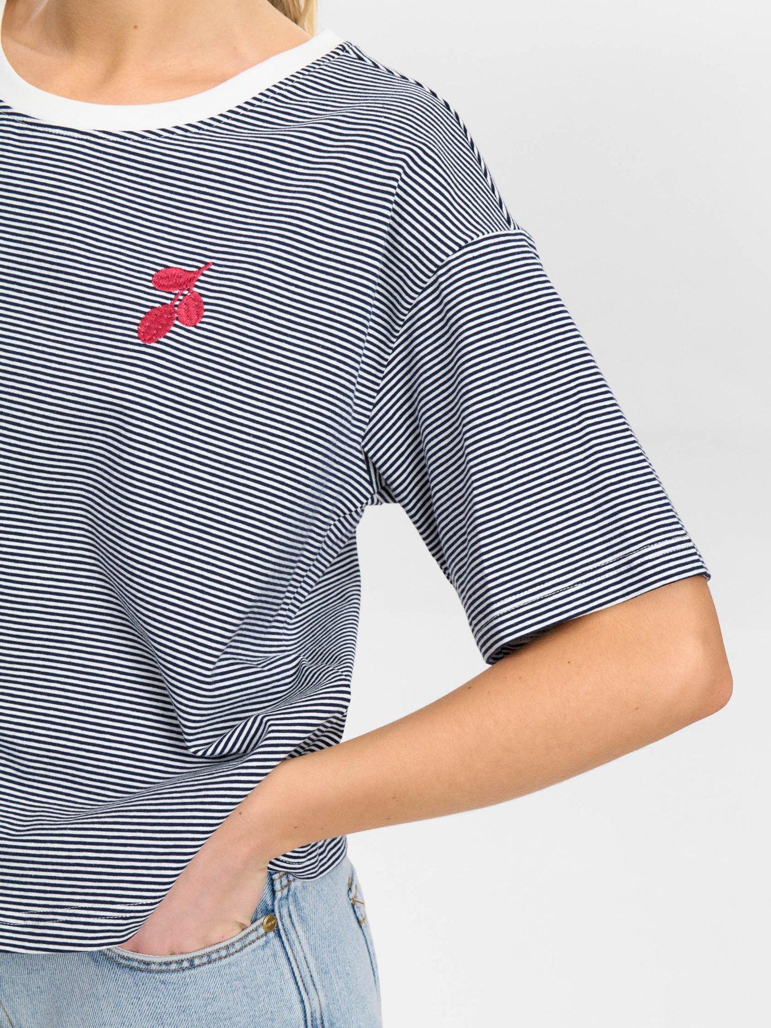 Product image 5 of 7, which shows Numph Nupippi Stripe T-Shirt, Blue/White, XS