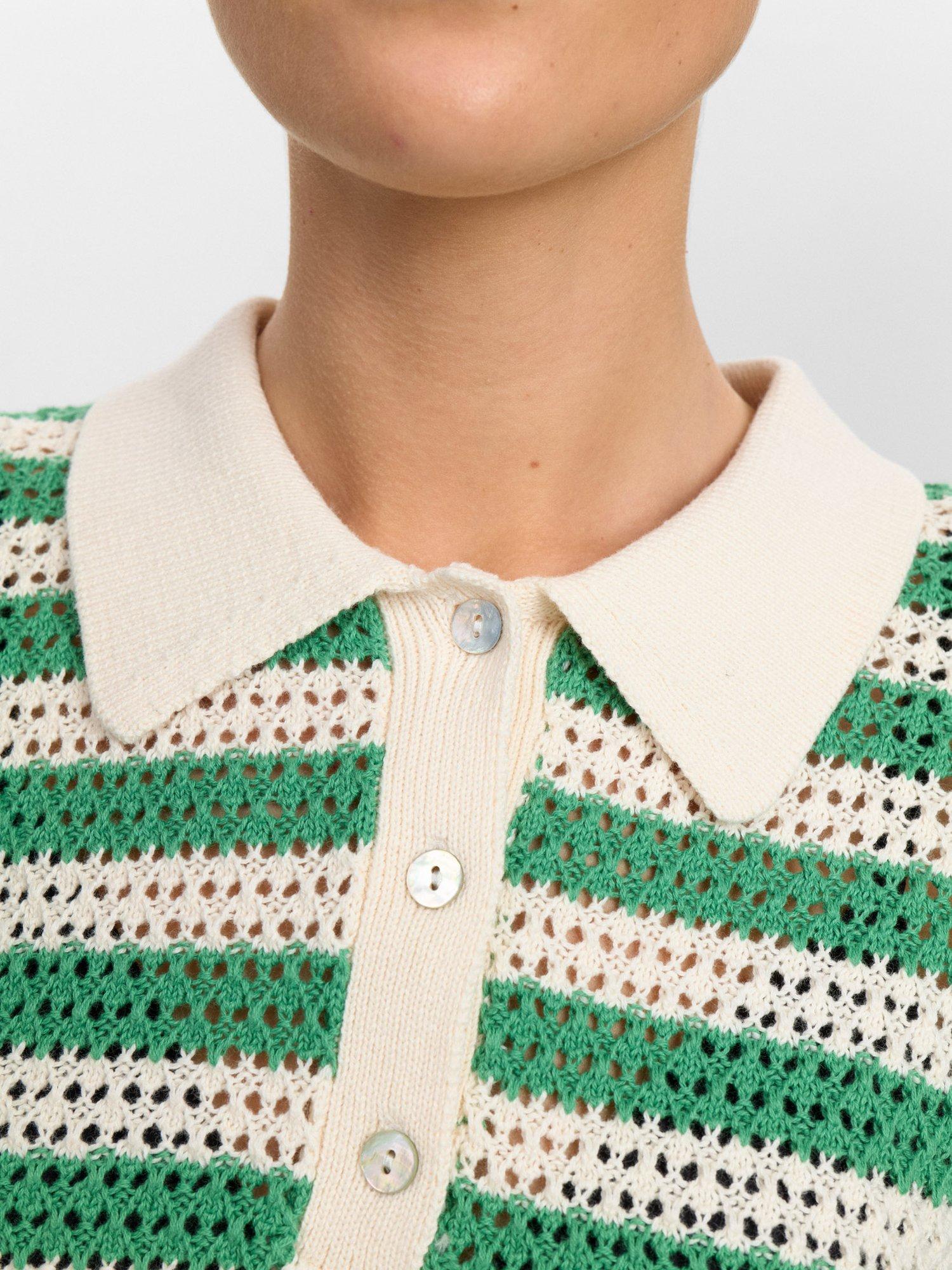 Product image 5 of 7, which shows Numph Villia Stripe Knit Top, Green/Cream, L
