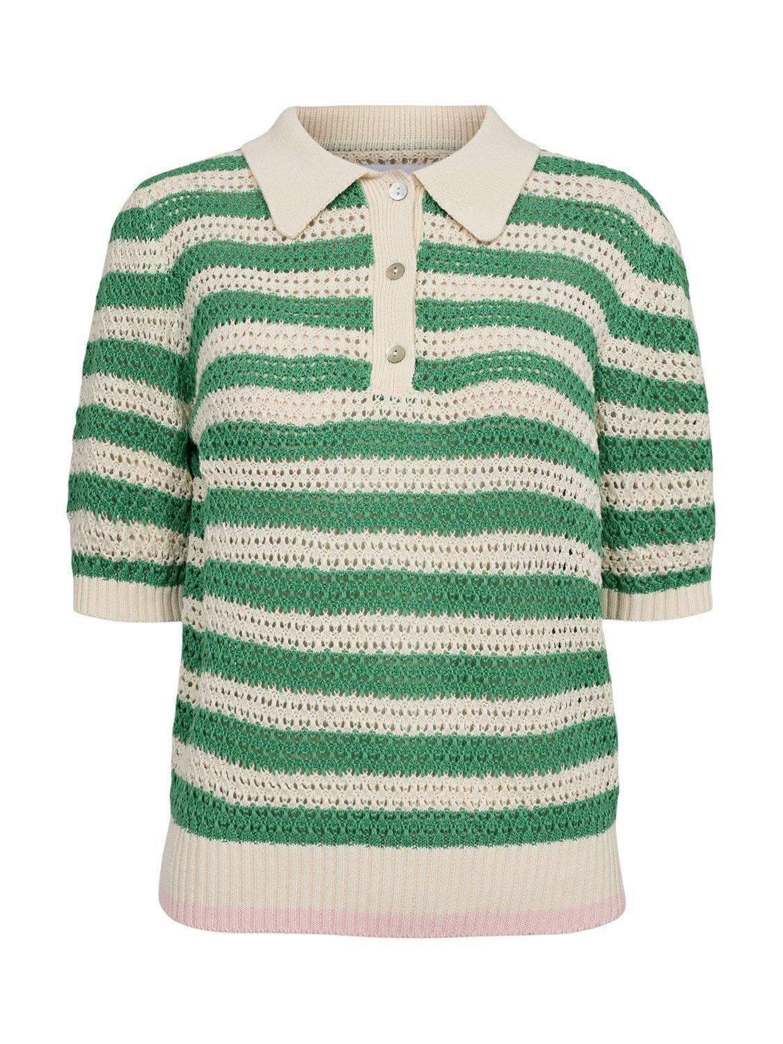 Product image 6 of 7, which shows Numph Villia Stripe Knit Top, Green/Cream, L