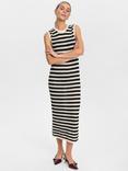Numph Villia Stripe Knit Dress, Black/Cream