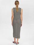 Numph Villia Stripe Knit Dress, Black/Cream