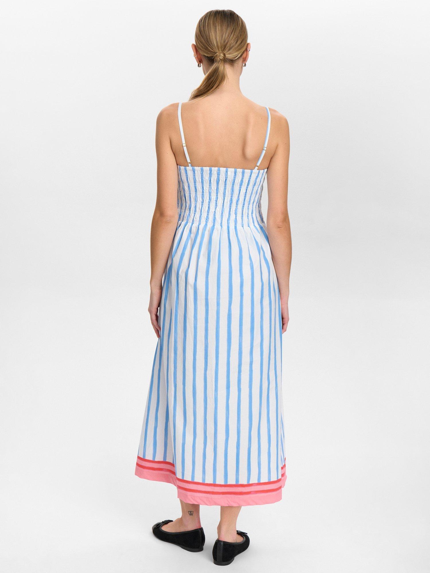 Product image 2 of 7, which shows Numph Wendie Stripe Strappy Dress, Blue/White/Multi, 36