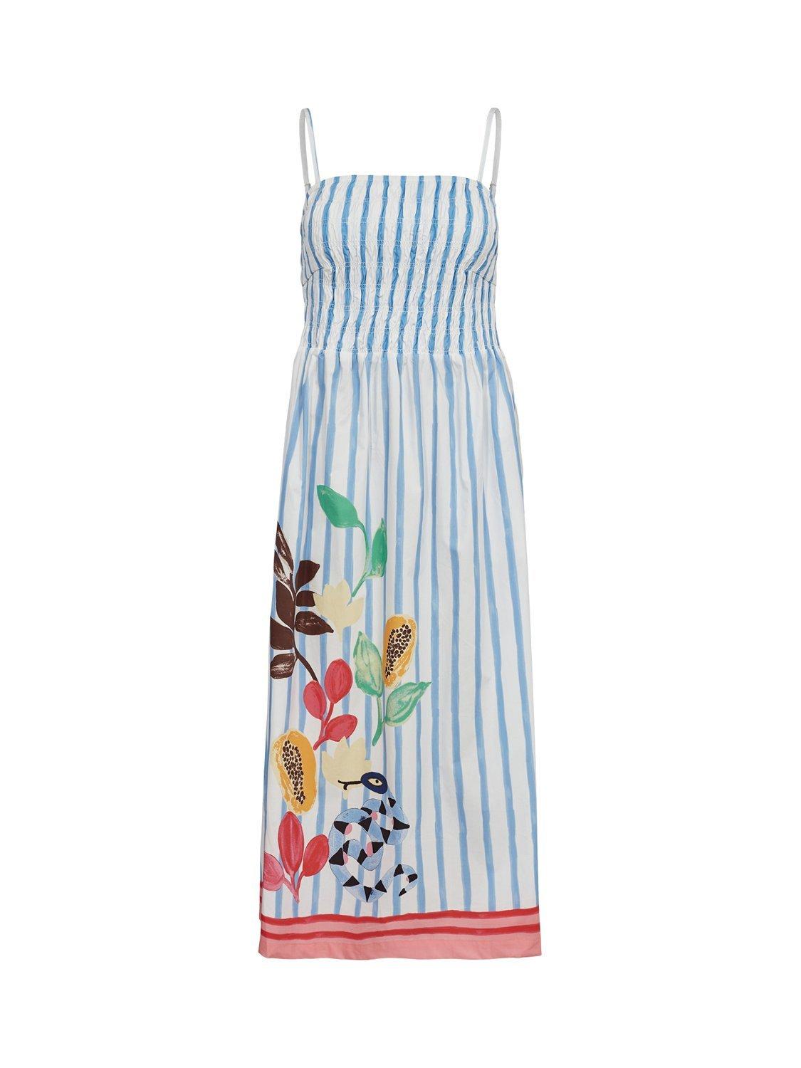 Product image 6 of 7, which shows Numph Wendie Stripe Strappy Dress, Blue/White/Multi, 36