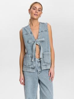 Numph Nubrooklyn Denim Vest, Light Bleach Blue