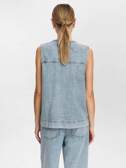 Numph Nubrooklyn Denim Vest - view 2, Light Bleach Blue