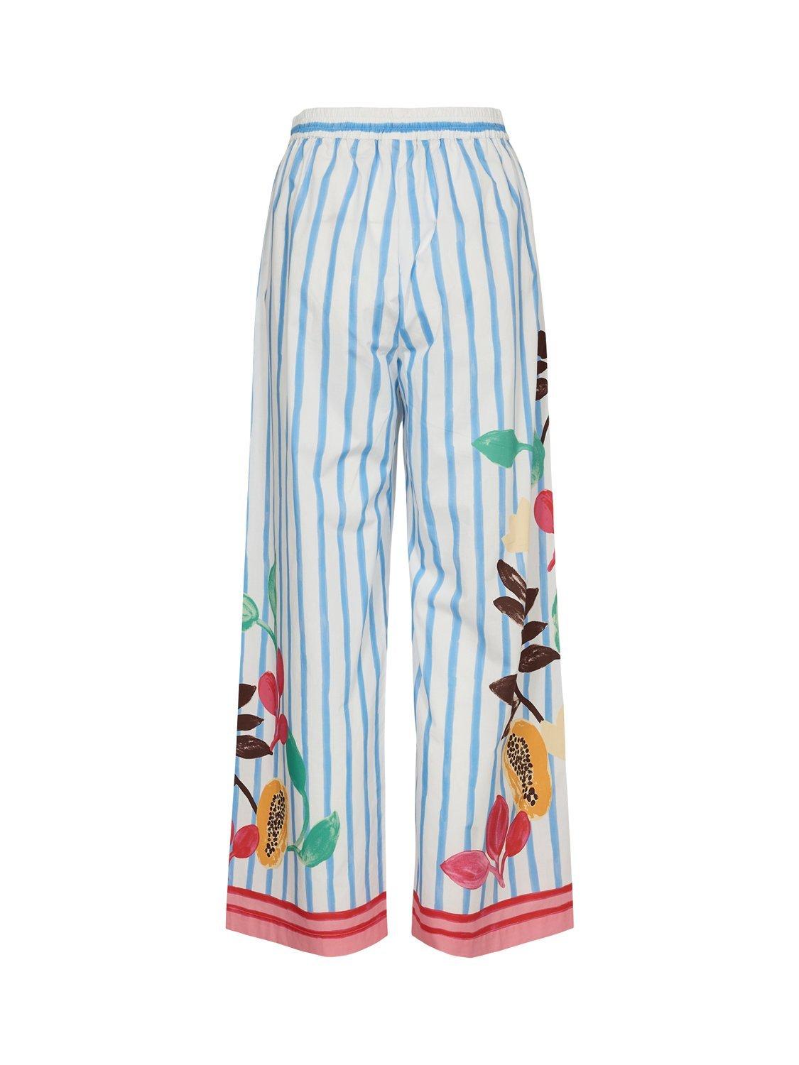 Product image 7 of 7, which shows Numph Nuwendie Relaxed Cotton Pants, Blue/White/Multi, 34
