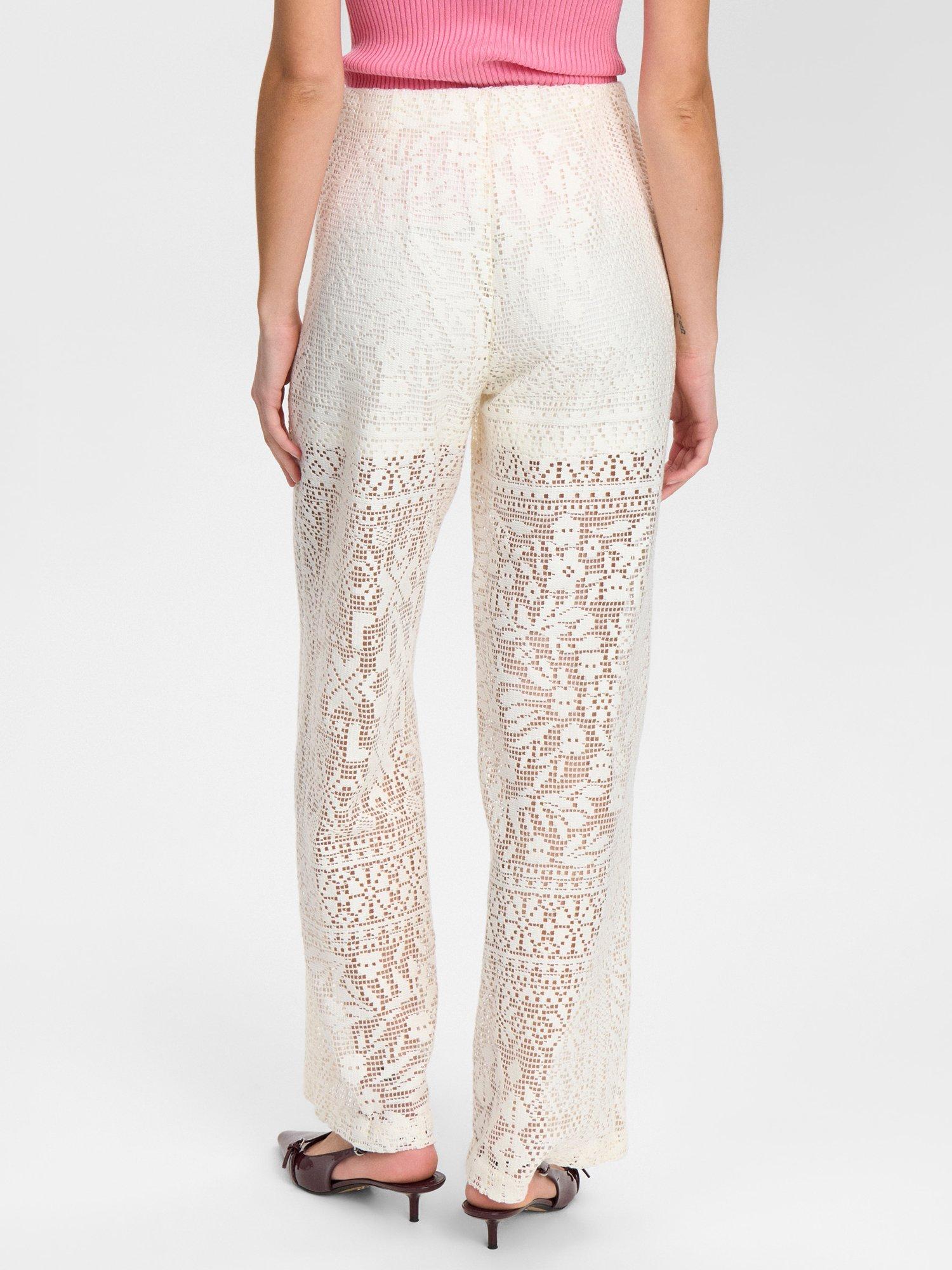 Product image 2 of 7, which shows Numph Nuwicki Cloud Lace Trousers, Cream, 34