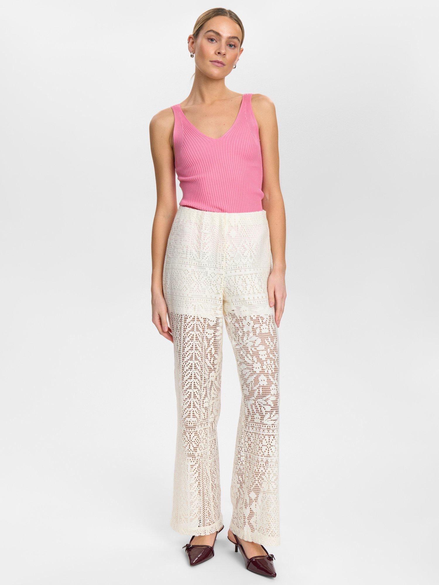 Product image 3 of 7, which shows Numph Nuwicki Cloud Lace Trousers, Cream, 34