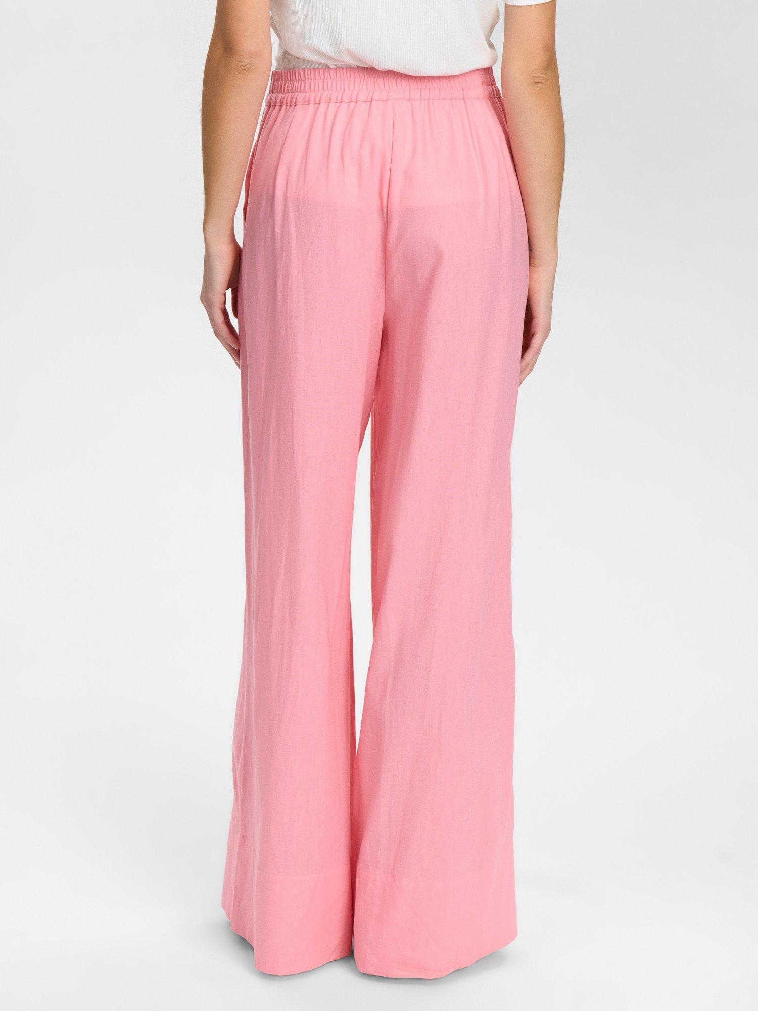 Product image 2 of 7, which shows Numph Nuyngva Linen Blend Straight Pants, Pink, 34