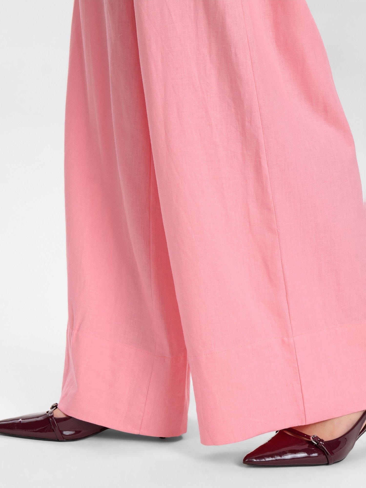 Product image 5 of 7, which shows Numph Nuyngva Linen Blend Straight Pants, Pink, 34