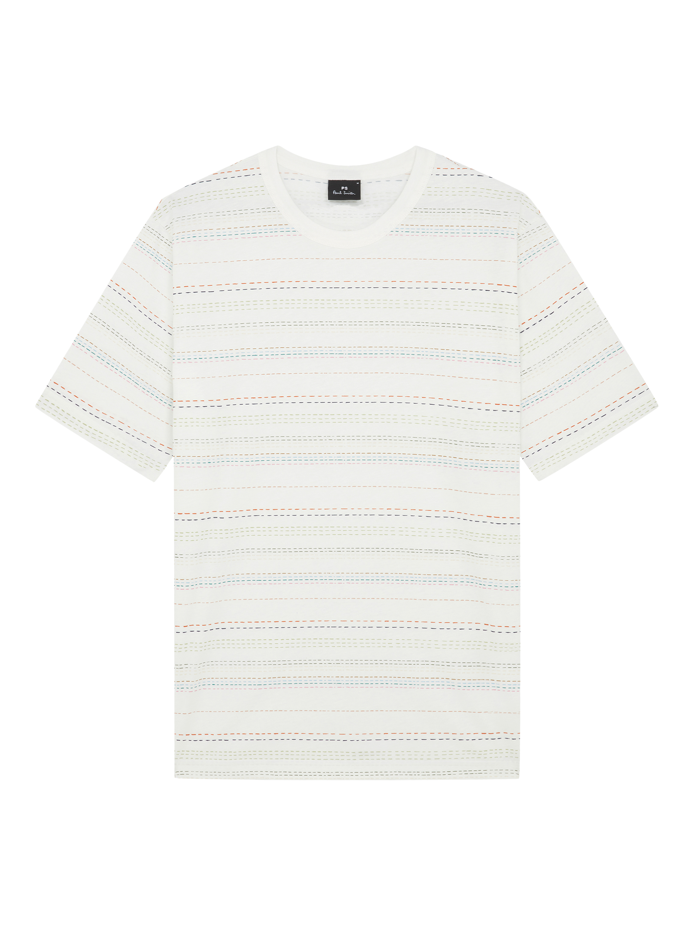 Product image 1 of 1, which shows PS Paul Smith Cotton Regular Fit Short Sleeve Stripe T-Shirt, White, S