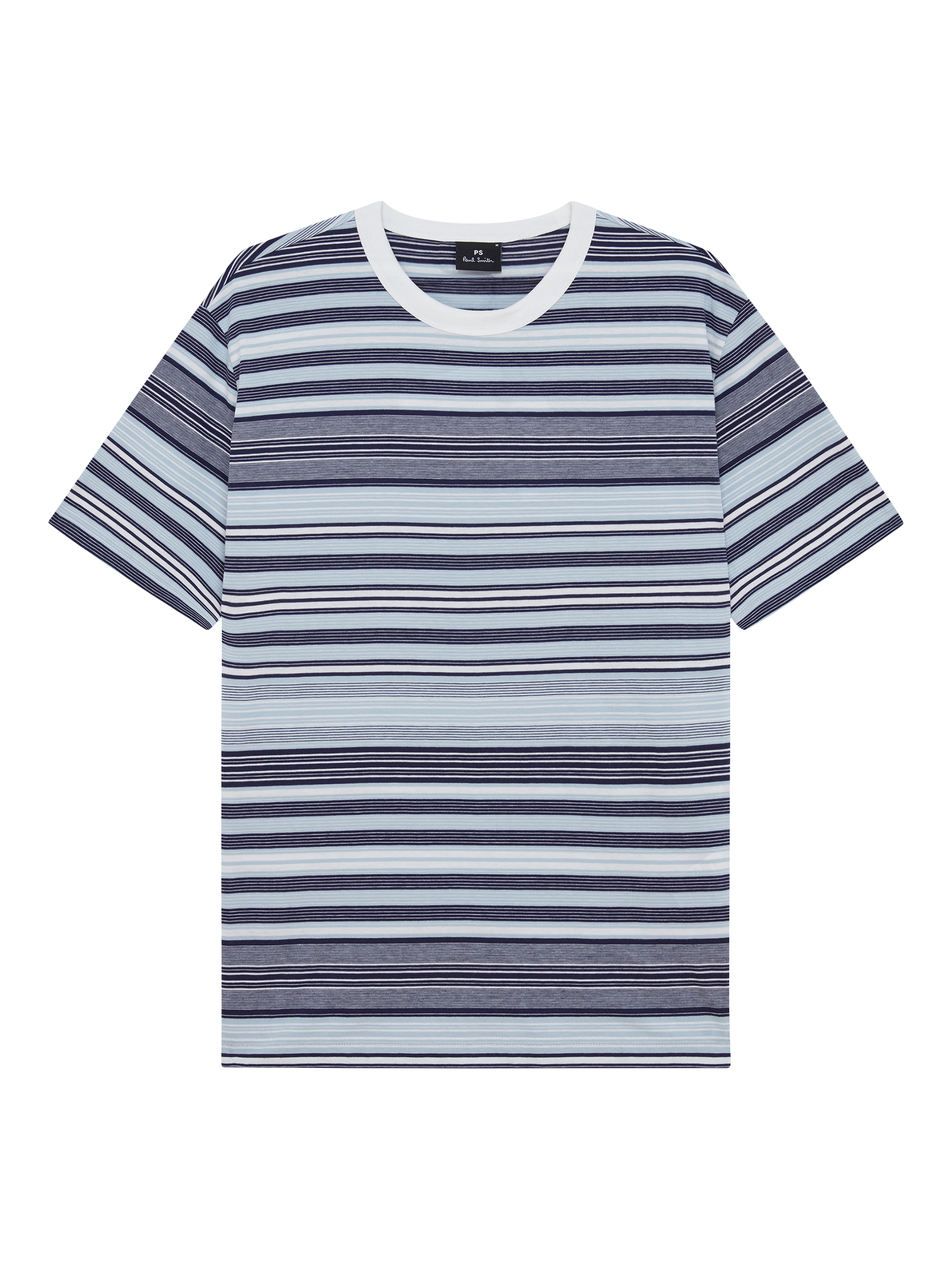 Product image 1 of 1, which shows PS Paul Smith Cotton Regular Fit Short Sleeve Stripe T-Shirt, White, S