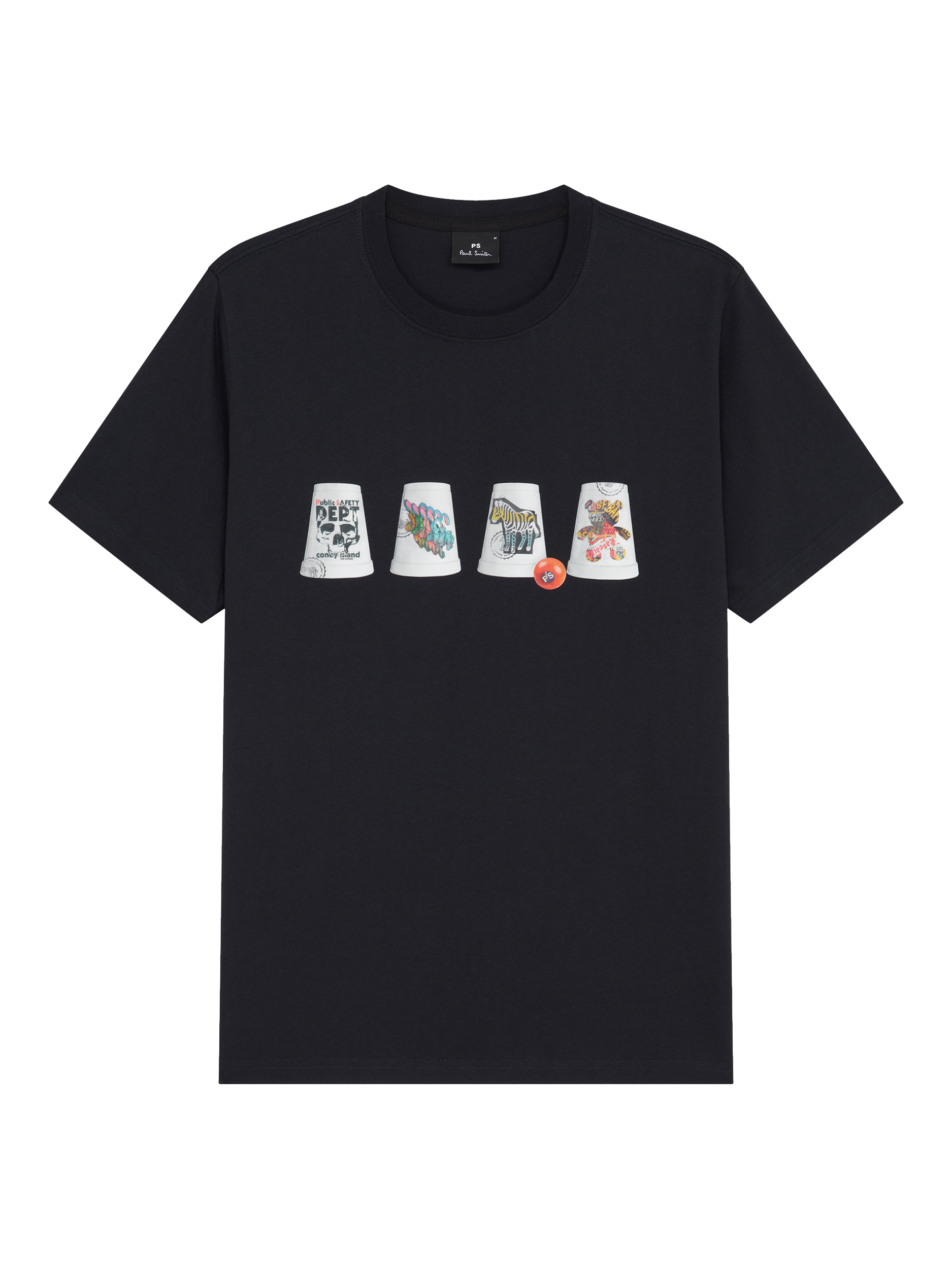 Product image 1 of 2, which shows PS Paul Smith Cotton Regular Fit Short Sleeve Cups Graphic T-Shirt, Blue, S