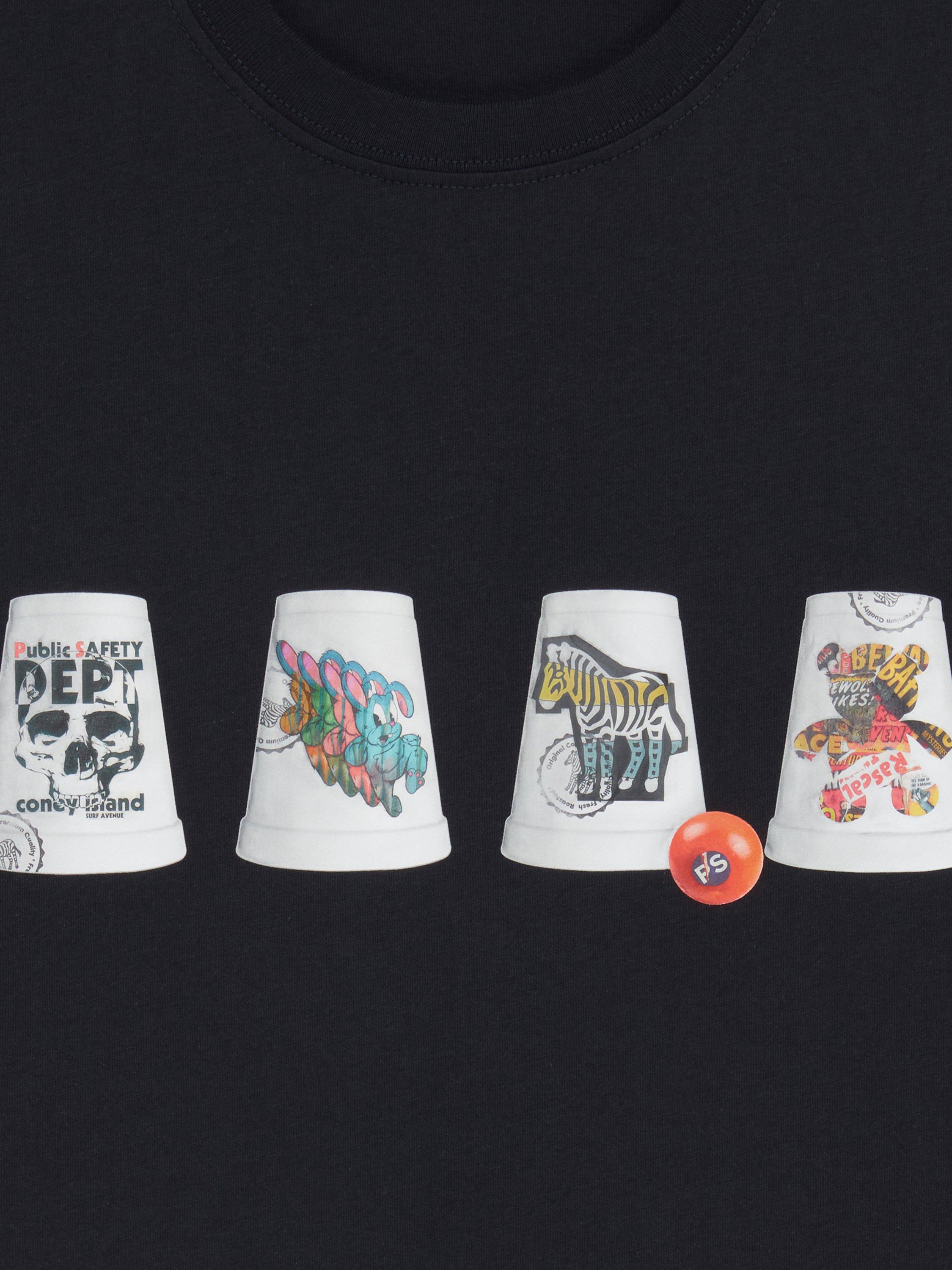 Product image 2 of 2, which shows PS Paul Smith Cotton Regular Fit Short Sleeve Cups Graphic T-Shirt, Blue, S