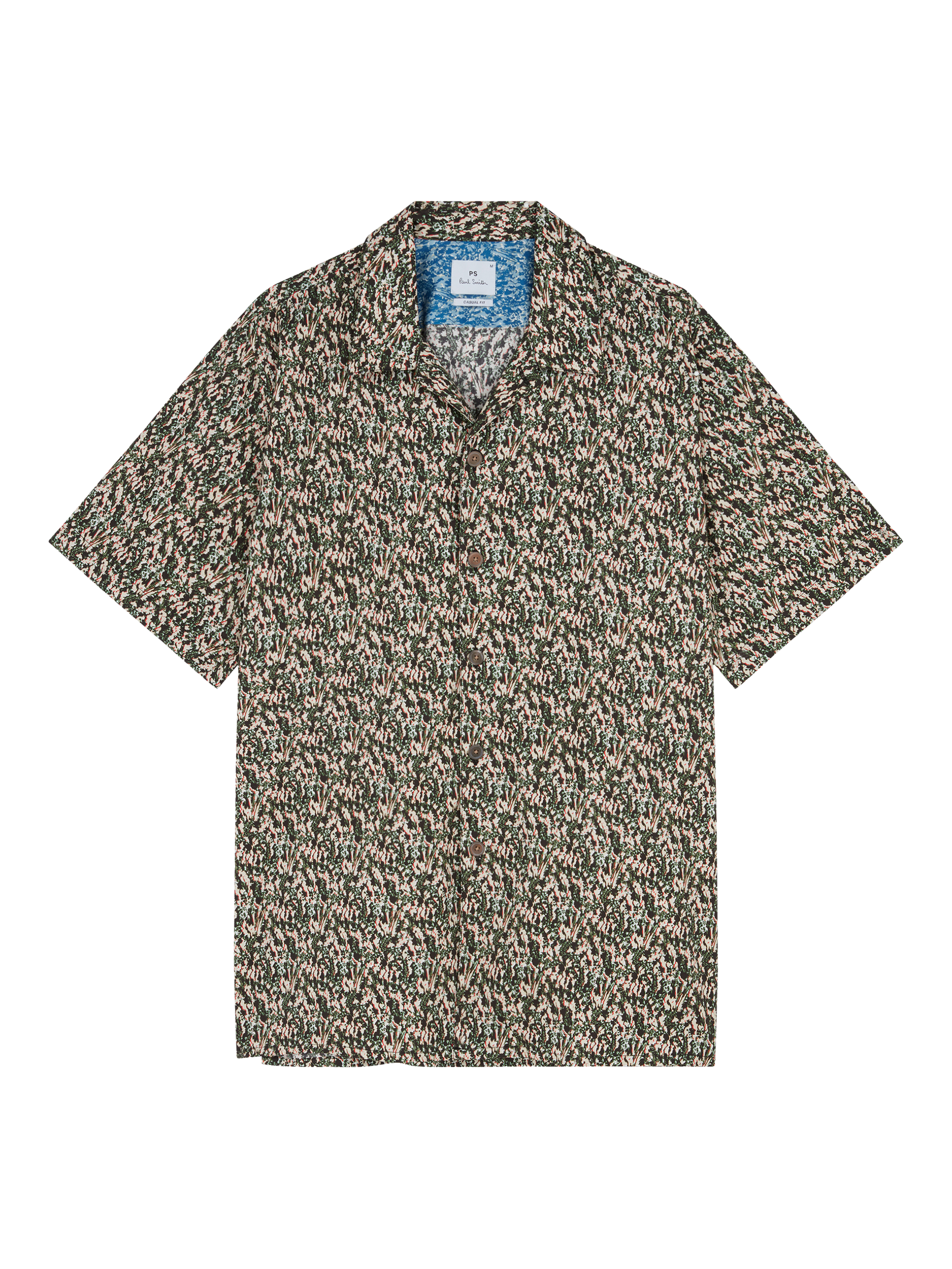 Product image 1 of 3, which shows PS Paul Smith Cotton Regular Fit Abstract Textured Shirt, Green, S